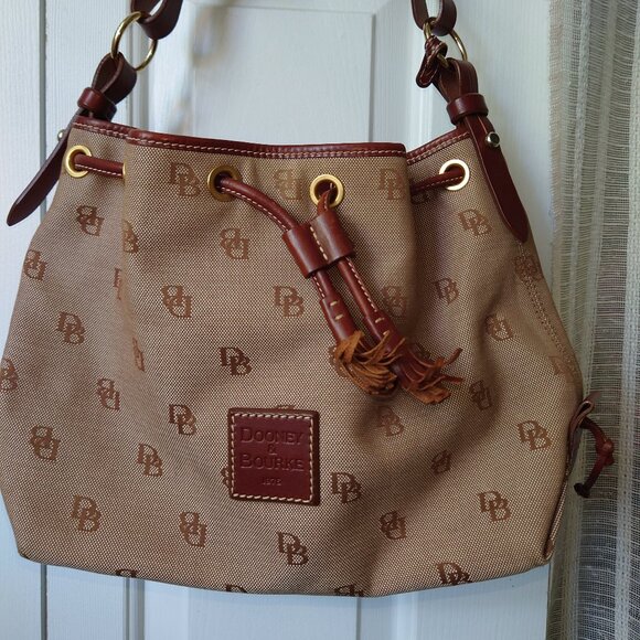 Dooney & Bourke Signature Drawstring Bucket Bag - Picture 1 of 14